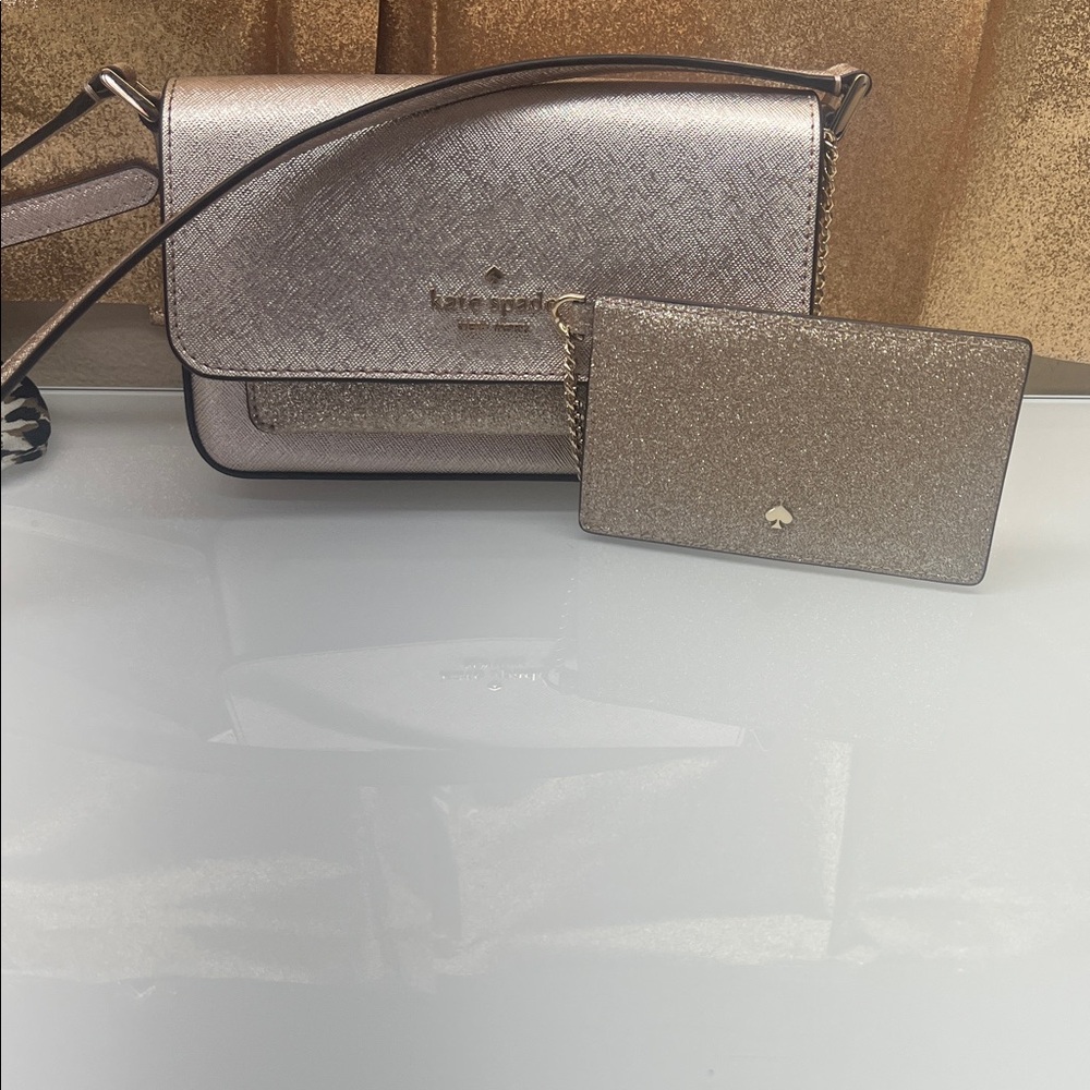 Kate Spade Shimmering Silver Bag and Wallet Duo
